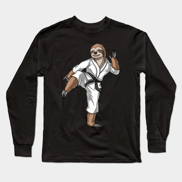 Sloth Karate Long Sleeve T-Shirt by underheaven